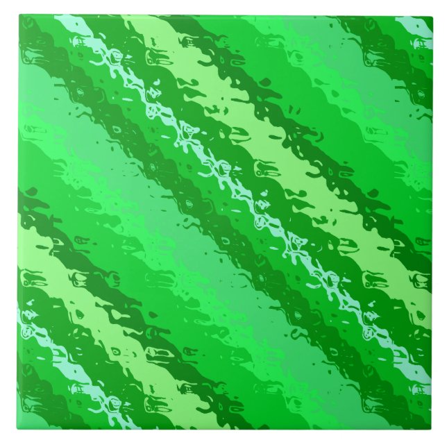 Azulejo De Cerâmica Listras de vidro - tons verdes esmeraldas (Frente)