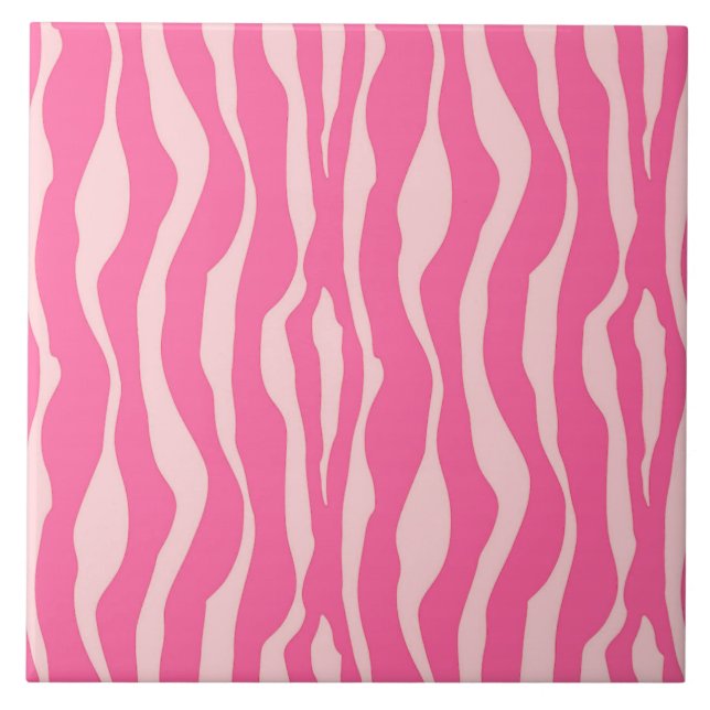 Azulejo De Cerâmica Listras de zebra - fúcsia e rosa claro (Frente)