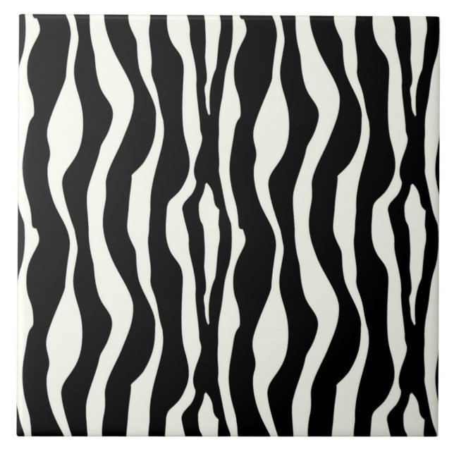 Azulejo De Cerâmica Listras de zebra - Preto e Branco (Frente)
