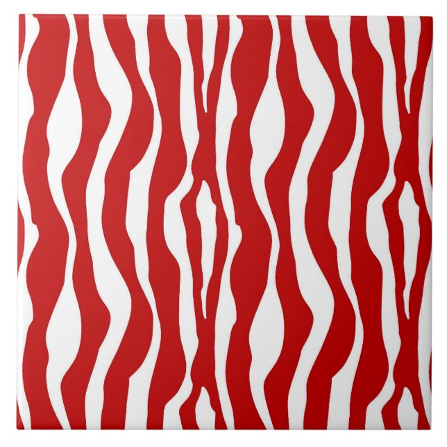 Azulejo De Cerâmica Listras de zebra - Vermelho Profundo e Branco (Frente)