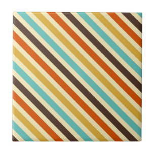 Azulejo De Cerâmica Listras Diagonais 4 Cores Retro Azul Amarelo Verme