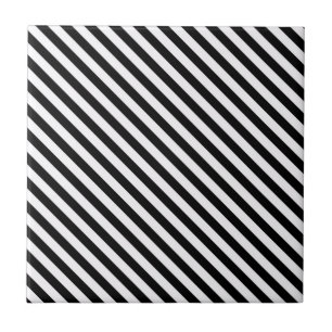 Azulejo De Cerâmica Listras diagonais pretas e brancas