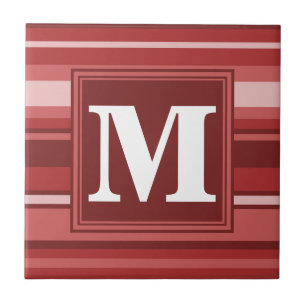 Azulejo De Cerâmica Listras do vermelho do monograma