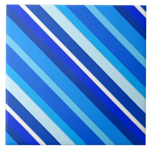 Azulejo De Cerâmica Listras doces em camadas - cobalto e azul pálido