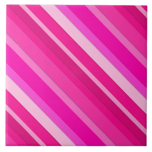 Azulejo De Cerâmica Listras doces em camadas - rosa e fuchsia