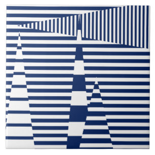 Azulejo De Cerâmica Listras em Listras em Azul e Branco
