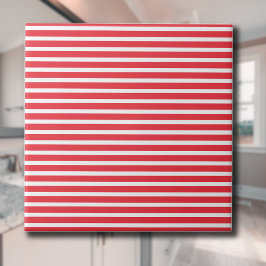 Azulejo De Cerâmica Listras Horizontais Simples Vermelhas e Brancas de