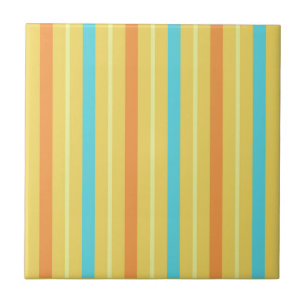 Azulejo De Cerâmica Listras Laranja Azul Amarelo Brilhante