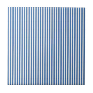 Azulejo De Cerâmica Listras Minimalistas Clássicas em Azul e Branco