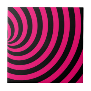 Azulejo De Cerâmica Listras Rodopiante Rosa Choque e Preto