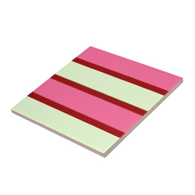 Azulejo De Cerâmica Listras Rosa e Menta (Lateral)