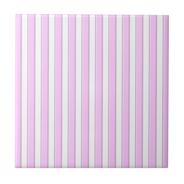 Azulejo De Cerâmica Listras Rosa em Branco (Frente)