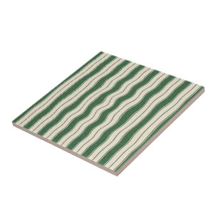 Azulejo De Cerâmica Listras verdes e brancas onduladas