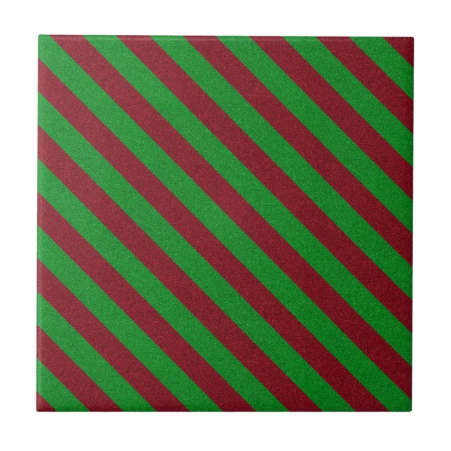 Azulejo De Cerâmica Listras Vermelhas e Verdes com Brilho (Frente)