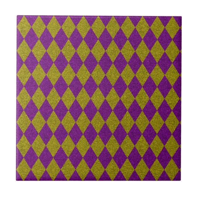 Azulejo De Cerâmica Lítima de diamante roxo e Dourado (Frente)