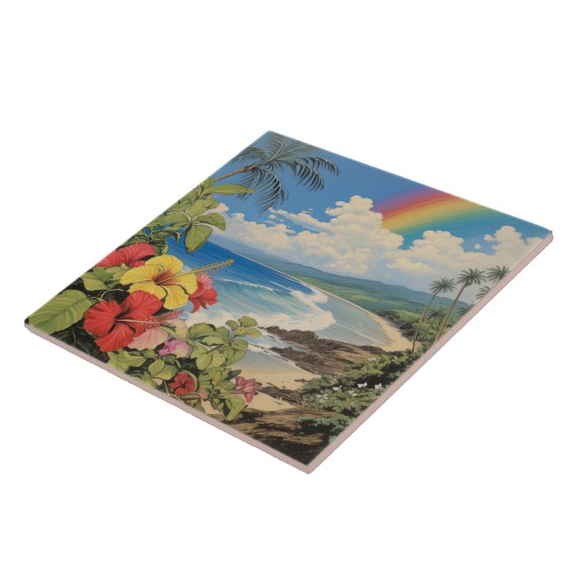 Azulejo De Cerâmica Litógrafo venenoso arte tropical (Lateral)