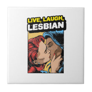 Azulejo De Cerâmica Live Laugh Lesbian