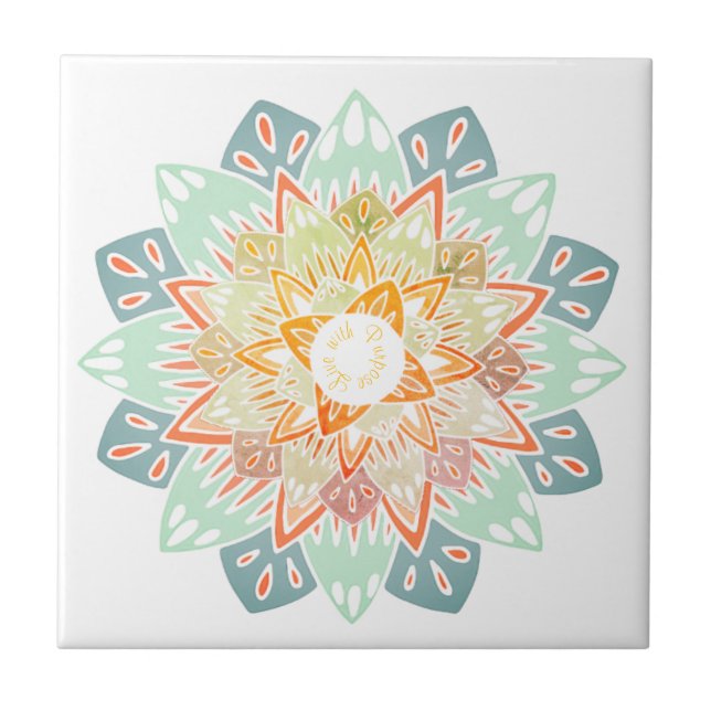 Azulejo De Cerâmica Live with Purpose Mandala (Frente)