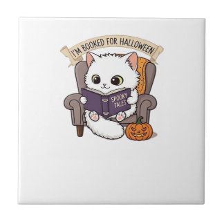 Azulejo De Cerâmica Livro de Halloween Assustadoramente Aconchegante e