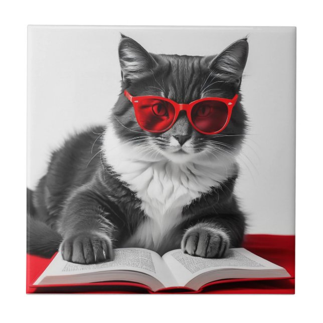 Azulejo De Cerâmica Livro de Leitura de Cat (Frente)
