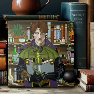 Azulejo De Cerâmica Livros de Magia Fantasia Poções de Dragão