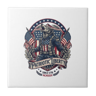 Azulejo De Cerâmica Lobisomem Patriota Patriota Horror Monstro Patriot