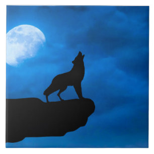 Azulejo De Cerâmica Lobo à Noite
