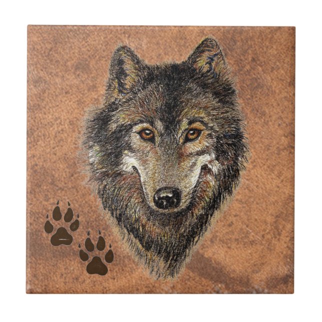 Azulejo De Cerâmica Lobo, Lobos, Natureza, Vida Selvagem, Animal Aquar (Frente)