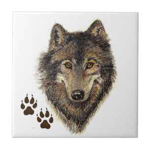 Azulejo De Cerâmica Lobo, Lobos, Natureza, Vida Selvagem, Animal Aquar