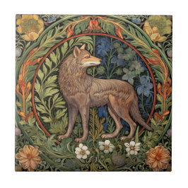 Azulejo De Cerâmica Lobo na floresta art nouveau
