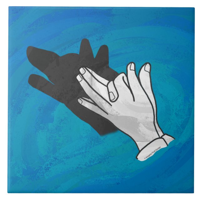 Azulejo De Cerâmica Lobo no Azul (Frente)