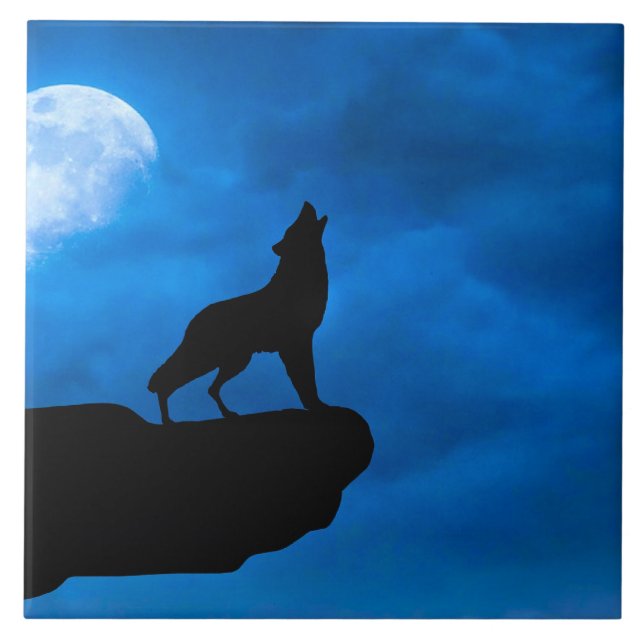 Azulejo De Cerâmica Lobo Noturno (Frente)
