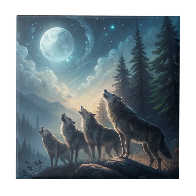 Azulejo De Cerâmica lobos (Frente)