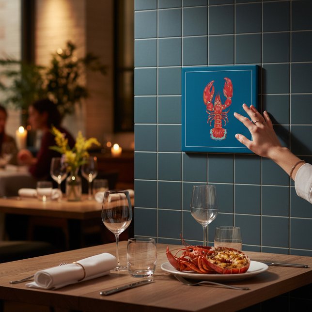 Azulejo De Cerâmica Lobster Illustration Nautical Kitchen Tile (Criador carregado)