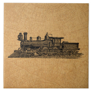 Azulejo De Cerâmica Locomotiva Vintage, Vintage, Vapor Engine e Estilo