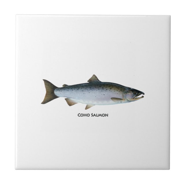 Azulejo De Cerâmica Logotipo Coho Salmão (título) (Frente)