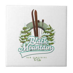 Azulejo De Cerâmica Logotipo da Black Mountain New Hampshire Ski. Pare