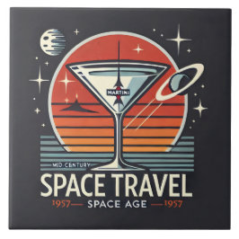 Azulejo De Cerâmica Logotipo da Era Espacial de Viagens Espaciais Mart