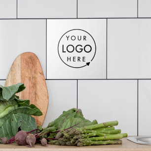 Azulejo De Cerâmica Logotipo de empresa Mínimo Limpo Simples Branco S