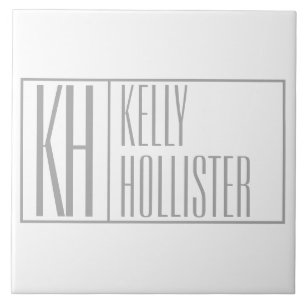 Azulejo De Cerâmica Logotipo de iniciação e nome de Cinza moderna