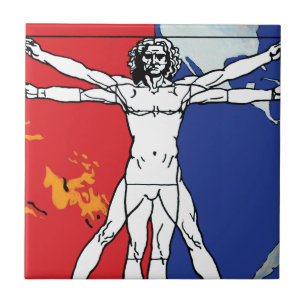 Azulejo De Cerâmica Logotipo de Patch da Missão de Homem Vitruviano do