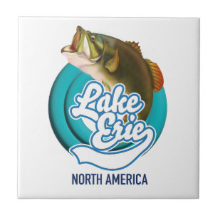Azulejo De Cerâmica Logotipo de pesca do Lago Erie na América do Norte