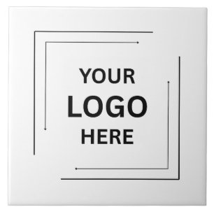 Azulejo De Cerâmica Logotipo Empresarial Branco Simples Minimalista