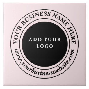 Azulejo De Cerâmica Logotipo Empresarial Personalizado Rosa Moderno