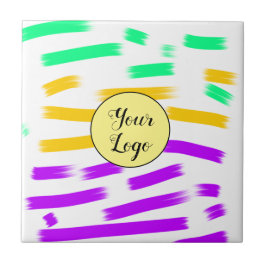 Azulejo De Cerâmica logotipo mini de adição de cor azul-aquosa simples