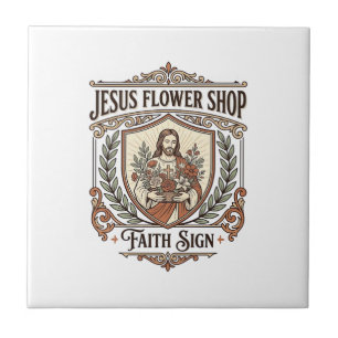 Azulejo De Cerâmica Loja de Flores Jesus Sinal de Fé Loja de Flores Je