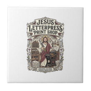 Azulejo De Cerâmica Loja de Impressão Jesus Letterpress Jesus Letterpr