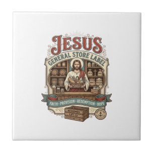 Azulejo De Cerâmica Loja Jesus Geral Etiqueta Loja Jesus Geral Fé Cris