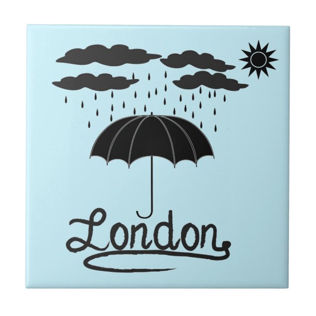 Azulejo De Cerâmica Londres | sob um guarda-chuva (Frente)