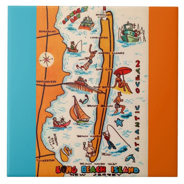 Azulejo De Cerâmica Long Beach Island NJ (Frente)